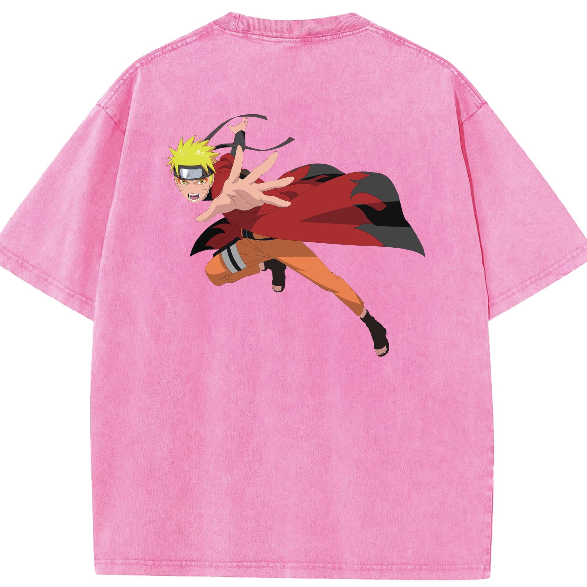 （画像用） NARUTO -ナルト- うずまき ナルト Uzumaki Naruto 綿100% ヴィンテージ風 半袖Tシャツ（背面プリント）